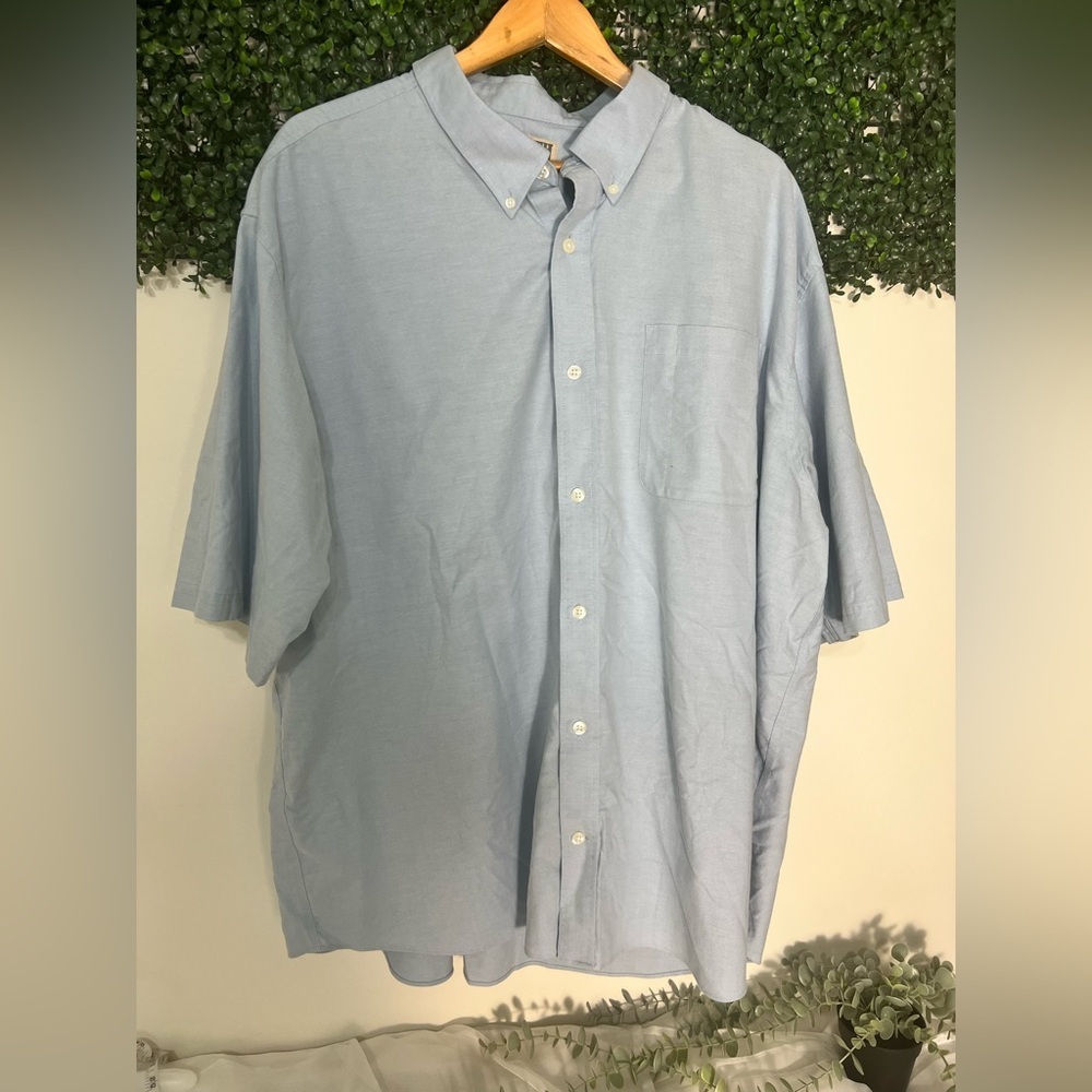 Duluth Trading Co Shirt Mens 3XL Blue Button Up Short Sleeve Utility Workwear